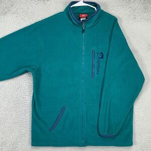 VINTAGE Miami Dolphins NFL Mens Fleece‎ Full Zip Jacket XL Teal Green Pockets